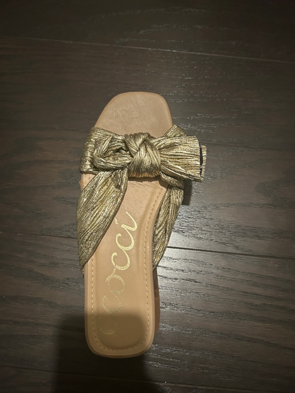 CCOCCI Metallic Gold Knot Slide Mule